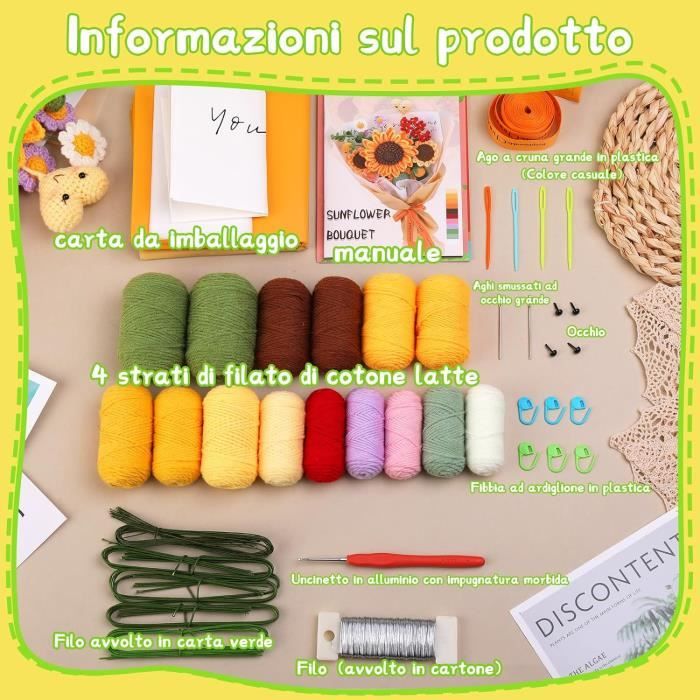 Kit Bouquet De Fleurs Au Crochet Pour Débutants - Marguerites, Tutoriel Vidéo, Laine Et Outils Inclus - 4