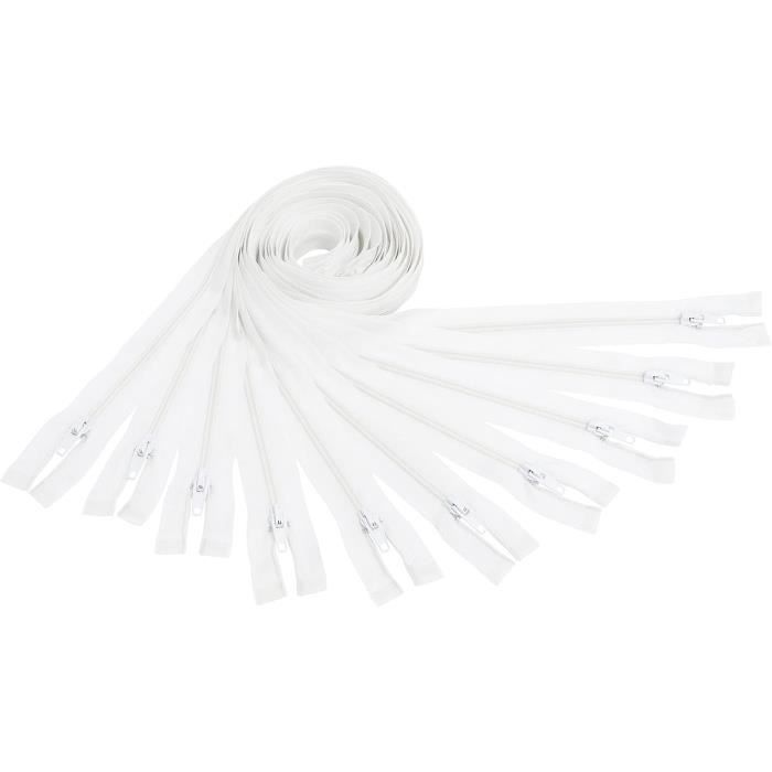 C64030 Lot De 10 Fermetures Éclair Spiralée N°3 45 Cm Renforcées Autobloquants Séparables En