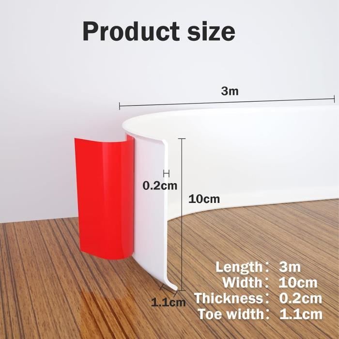 Goulotte Câble Autocollante 3m Blanc | 7x14mm PVC Flexible | Pour Sols, Murs, Plinthes