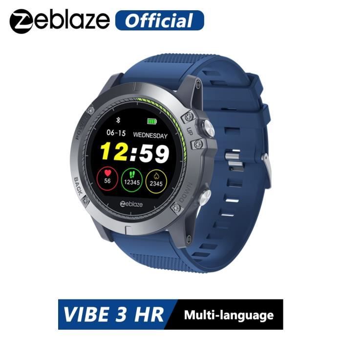 Montre connectee Zeblaze VIBE 3 HR montre intelligente IP67 etanche activite Fitness Tracker moniteur de frequence Type Blue Cdiscount Telephonie