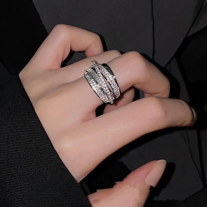 Bague en or multicouche avec incrustation de cristal