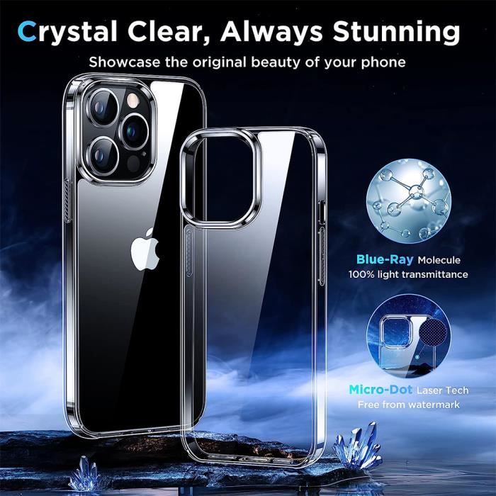 Coque Transparente + 2 Vitres + 2 Caméras Pour IPhone 13/14/15/16 Pro/Mini/Plus/Max - Neuf