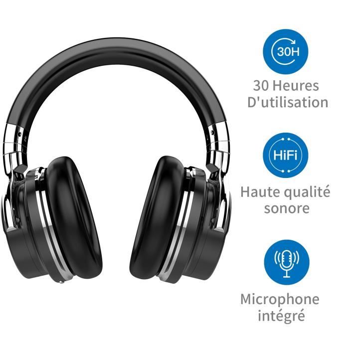 COWIN E7 Noir Casque Audio Bluetooth Haute qualité sonore Cdiscount