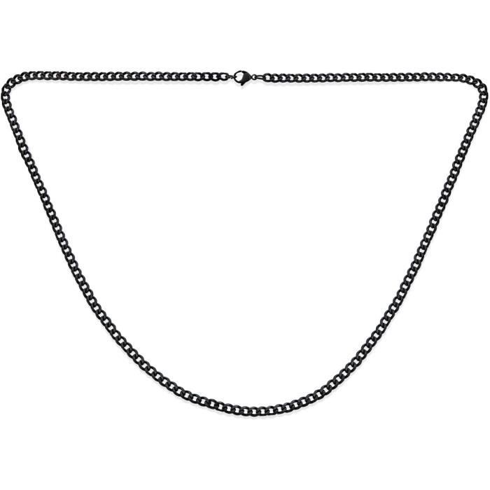 Collier Chaîne Cubain En Acier Inoxydable Plaqué Argent Ou Or - Longueur 16 à 36 Pouces, Fermoir Homard