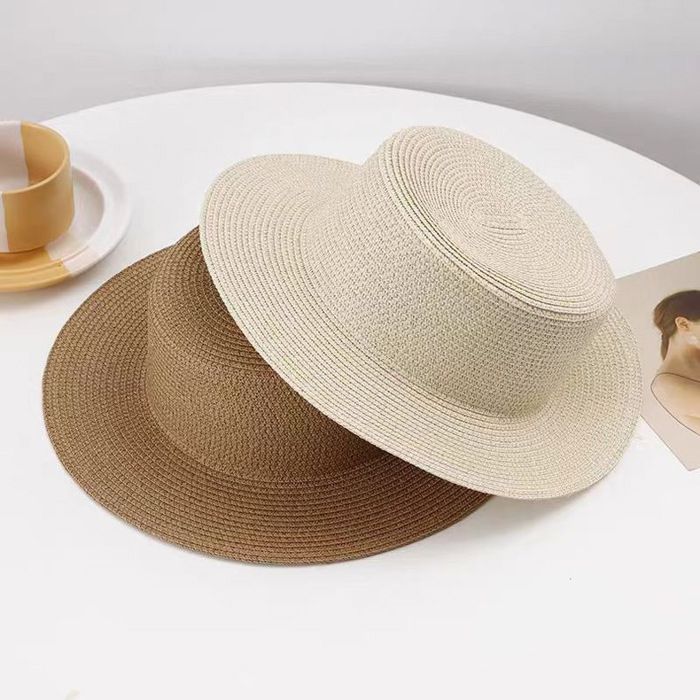 Chapeau De Paille Femme Pliable Boho Été – Bord Large 10 Cm Respirant, Vacances Plage Voyage Beige 54-56 Cm