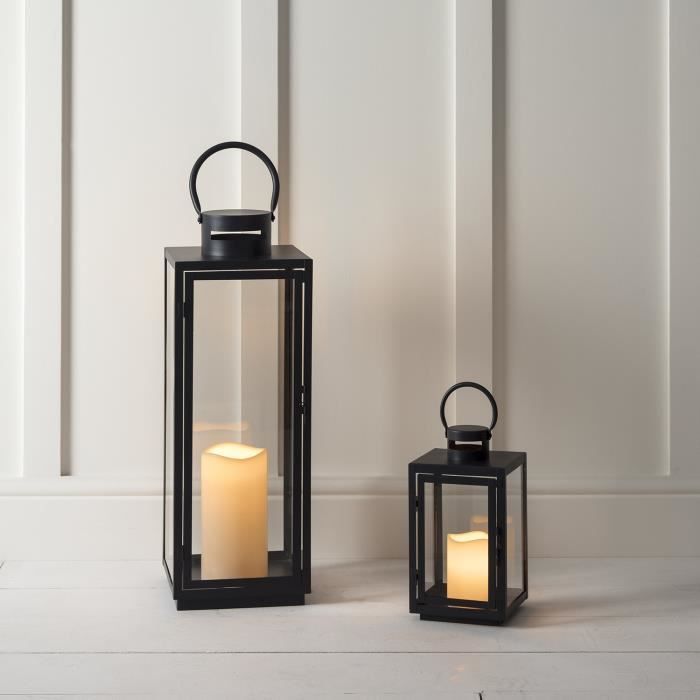 2 Lanternes Vintage Métal TRIROCKS - 42cm Et 31cm - Motif Creux - Pour Bougies LED/Chauffe-plat - Décoration Jardin/Intérieur