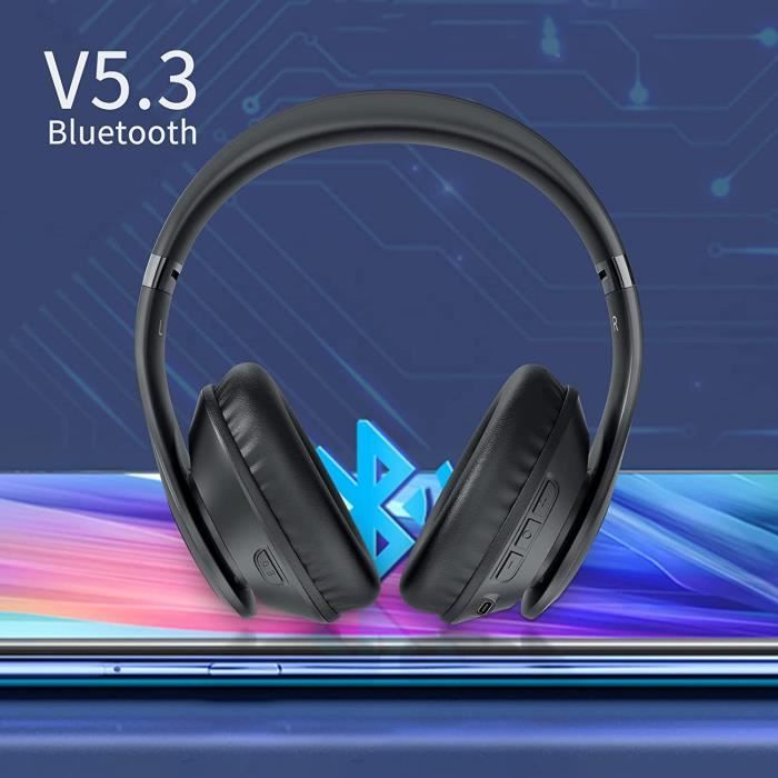 BERIBES Casque Bluetooth sans Fil - Durée de Lecture : 65 h - Casque Audio  Bluetooth avec Micro 6 Modes EQ - Style Around-Ear - avec Microphone - pour  iPhone/iPad/Ordinateurs Portables (Rose)