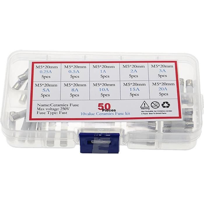 Fusible 50 Pièces-Boîte 10 Types De Fusibles En Céramique Rapides Kit ...