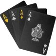 Jeu de cartes de poker MAXSTORE - 54 cartes - Couleur noir/or - 100% plastique-2