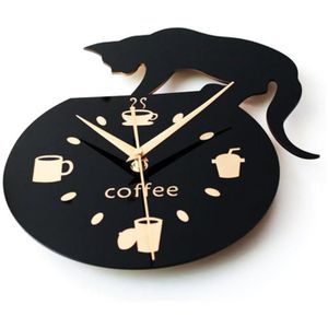 Fdit Horloge Murale Noir, Pendule Chat Noir Connecté Pendule Murale