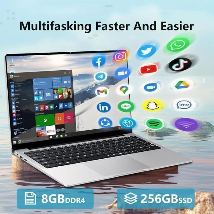 Ordinateur Portable 15,6 Pouces Windows 11 - Processeur Celeron N4000, 8 Go RAM, 256 Go SSD - Écran Full HD Pivotant 180° - Léger Et Fin