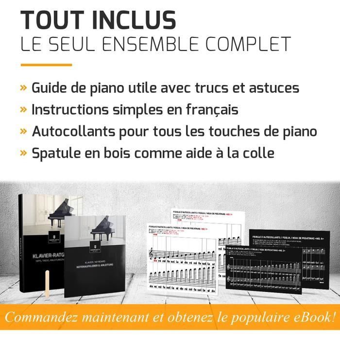 Accessoire Pour Piano Et Clavier - Autocollants Couleur 49/61 / 76/88  Touches Transparent Amovible - Cdiscount Instruments de musique