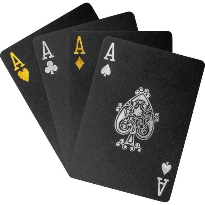 Jeux de Cartes Poker, (Argent) Jeu Carte en PVC Étanche Feuille d'or avec  La Boîte-Cadeau, Jeu de Cartes 54 Parfait pour La Fête et Le Jeu