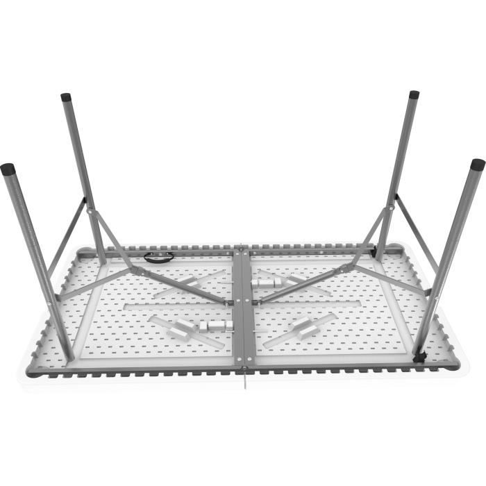 COSTWAY Table Camping Pliante 122x61x72 Cm Blanche - Table Jardin Transportable Robuste