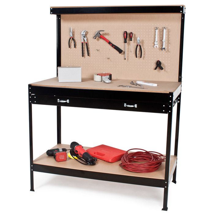 Établi de garage 120 cm avec armoires à outils