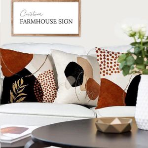Housse de coussin, Coq Stylisé, gris, rouge, noir, carrée 45x45 cm