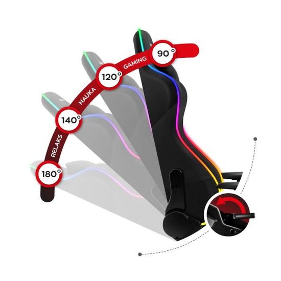 Chaise gaming Huzaro Force 6.3 siège baquet ergonomique 130 kg accoudoirs réglables LED