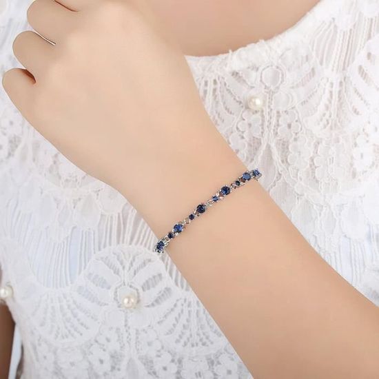 SUSBAG Bracelet de Tennis Mince de Luxe pour Femme, plaqué Or Blanc et  plaqué Or Rose avec 7 Styles de zircons Scintillants au C102