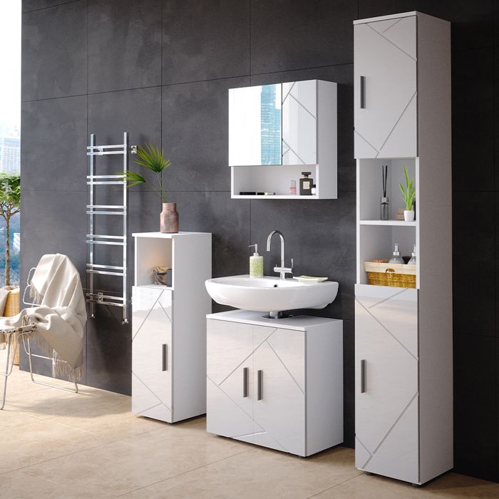 Ensemble Meuble Salle De Bain Vicco Irma – Meuble Sous-vasque + étagère Miroir, Anthracite