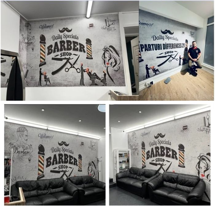 Stickers muraux en vinyle pour salon de coiffure Motif visage