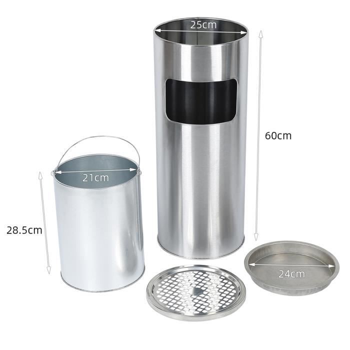 Poubelle Commerciale Verticale En Acier Inoxydable Avec Clé - Robuste Pour Intérieur & Extérieur, Pub, Hôtel, Restaurant, Jardin (24 X 24 X 94 Cm)