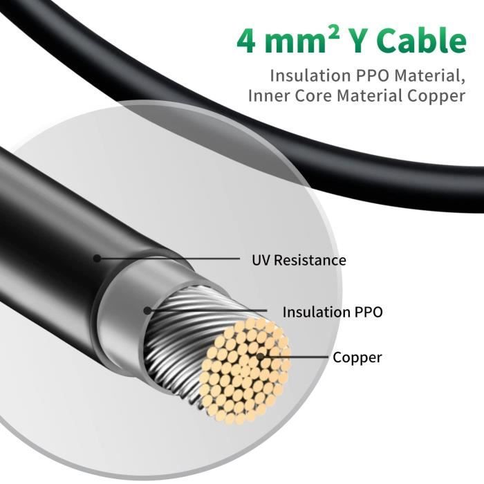 Cable Panneau Solaire,4 mm²Solaire Panneau Câble Connecteur