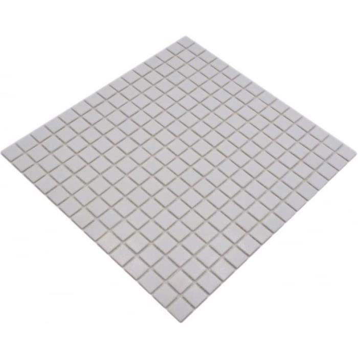 Carrelage Mosaïque En Pâte De Verre Blanc - 30x30 Cm - Épaisseur 8 Mm - Salle De Bain/Cuisine