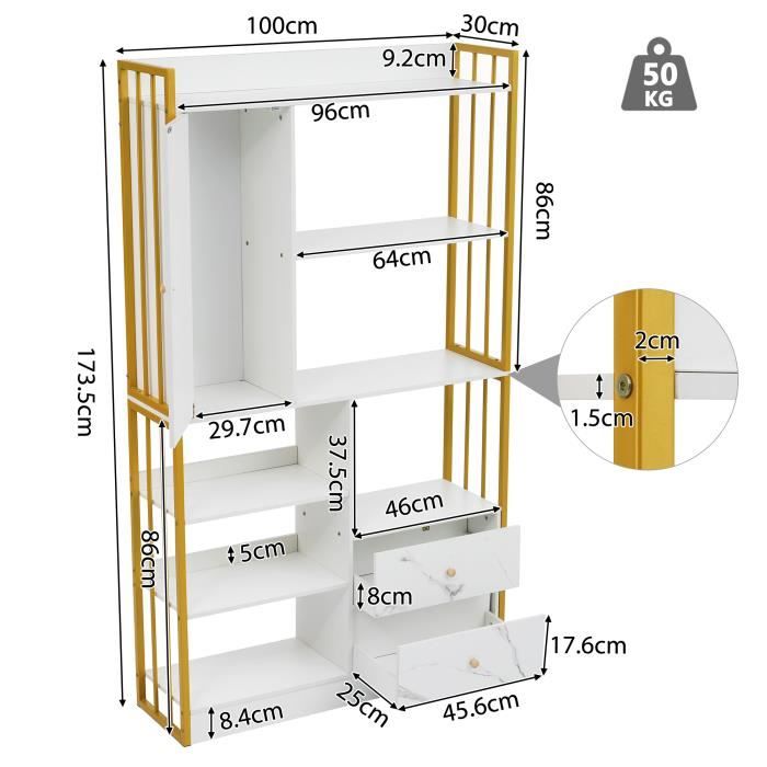 Armoire Bibliothèque Moderne Avec Porte Amovible Et étagères - Meuble Rangement Livres, Décorations - Bois Ingénierie Durable, Facile à Assembler