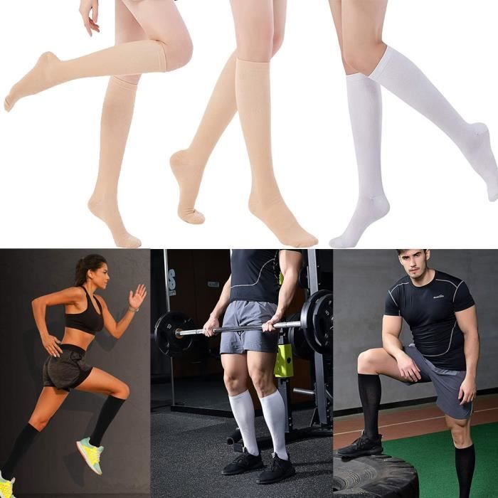 Lot 3 Paires Chaussettes Compression Sport 20-30 MmHg – Running, Randonnée, Voyage, Cyclisme Homme Femme