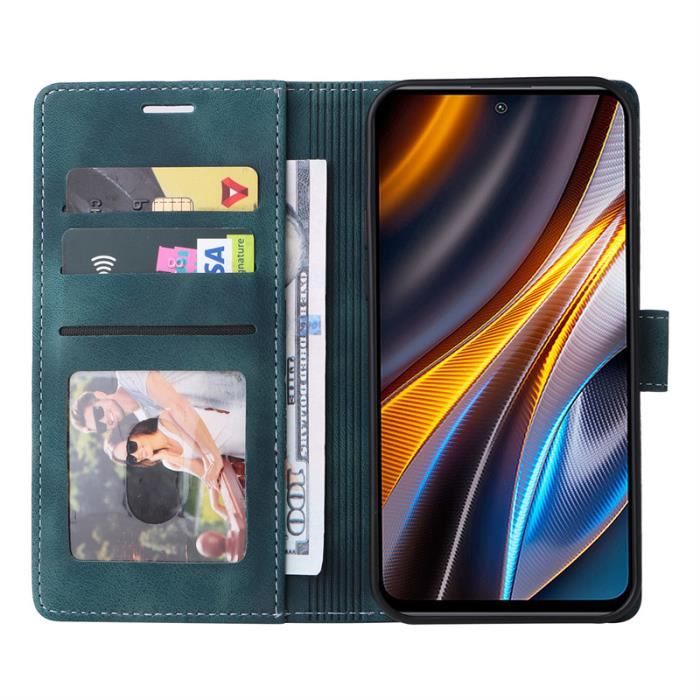 Verre trempé+Coque pour Xiaomi Redmi Note 12 4G 6.67 Case,Portefeuille  Etui Housse en Cuir Protection avec Fentes pour Cartes-Vert