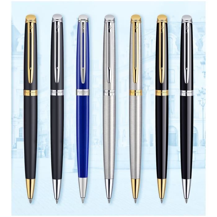 Stylo Bille Waterman Hémisphère - Acier Et Or 23K - Encre Bleue - Coffret Cadeau Luxe