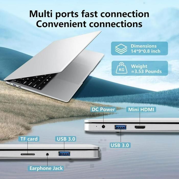 Ordinateur Portable 15,6" Win 11 - 8Go RAM, 256Go SSD, Processeur Celeron N4000 - Écran FHD Pivotant 180°