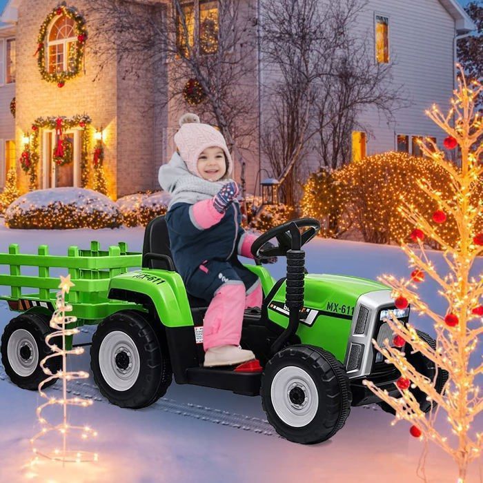 Garvee Tracteur Électrique Enfant 12V avec Remorque et Benne-Pelle, Tuk-Tuk Électrique, Tricycle 3 Roues avec Musique, LED, Klaxon, Cadeaux pour Enfants 3-8 Ans Garvee Tracteur Électrique Enfant 12V avec Remorque et Benne-Pelle, Tuk-Tuk Électrique, Tricycle 3 Roues avec Musique, LED, Klaxon, Cadeaux pour Enfants 3-8 Ans