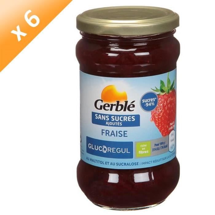[LOT DE 6] GERBLE Confiture de fraise sans sucres ajoutés - 320 g
