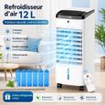 Refroidisseur d’air évaporatif ,6XCristaux de glace,12L avec télécommande 3 vitesses 3 modes minuterie 12h oscillation 60° roulettes