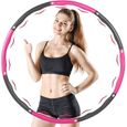 cerceau hula hoop- 8 pièces emboîtables - Anneau de fitness stable pour adultes et adolescents(gris rose) - 1.0KG-0