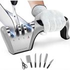 YARZHEEN Aiguiseur Couteaux, 4 en 1 Affuteur Couteau Professionnel avec une paire de Gants Anti-coupure, eguiseur de couteau pour Ci