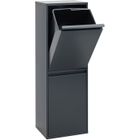 Arregui Basic CR204-B Poubelle de recyclage en acier, poubelle de tri sélectif, 2 seaux, 2 x 17L (34L), anthracite
