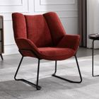 WAHSON OFFICE CHAIRS Wahson Fauteuils de Salon Confortable avec Assise Épais, Fauteuil Relax avec Pied Métal pour Salon et Chambre, Chenille, Rouge