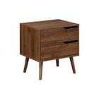 SWEEEK Table de chevet décor bois teinté noyer 2 tiroirs Nepal