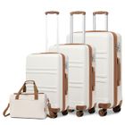 Kono Set de 4 Valises de Voyage Rigide Valise (55+65+74cm) à 4 roulettes avec Serrure TSA + Sac de Voyage Ryanair 40x20x25cm, Crème