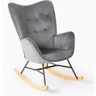 MEUBLES COSY Fauteuil à bascule allaitement scandinave avec accoudoirs en velours gris capitonné - EPPING