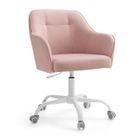 SONGMICS Chaise de Bureau, Ergonomique, Pivotant, Réglable en Hauteur, Capacité 110 kg, Tissu en Coton-Lin Respirant, Rose