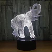Cadeau pour enfants 3D éléphant forme nuit lumière LED 7 couleurs changé lampe de chevet