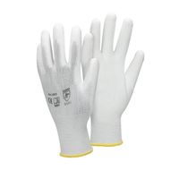 ECD Germany 12 paires de Gants de travail en PU, taille 8-M, couleur blanc, gants de mécanicien en nylon