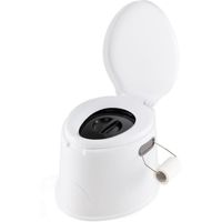 RELAX4LIFE Toilette Portable Blanc 5 L, Charge 200 KG, Seau Amovible & Porte Rouleau de Papier, WC Camping pour