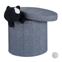 Relaxdays Tabouret rond pliant coffre de rangement pliable pouf siège chaise couvercle HxlxP: 43 x 45 x 45 cm, coloré -