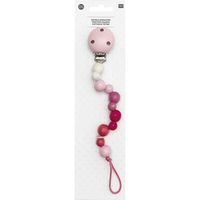 Attache tétine - Rico Design - Rose - Pour bébé fille - 25 x 3,5 cm - Perles en bois résistantes à la salive