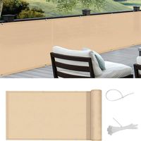90x600cm Brise-Vue pour Balcon PES Couverture de confidentialité Écran Vent Protection UV Opaque Résistant aux Intempéries( beige)