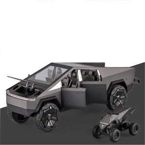 CAMION 1:24 Tesla Cybertruck Truck Alloy Toy Car Model Diecasts Vehicles Pickup Moto Car Décoration Kid Boys Toys Christm - Gris sans
